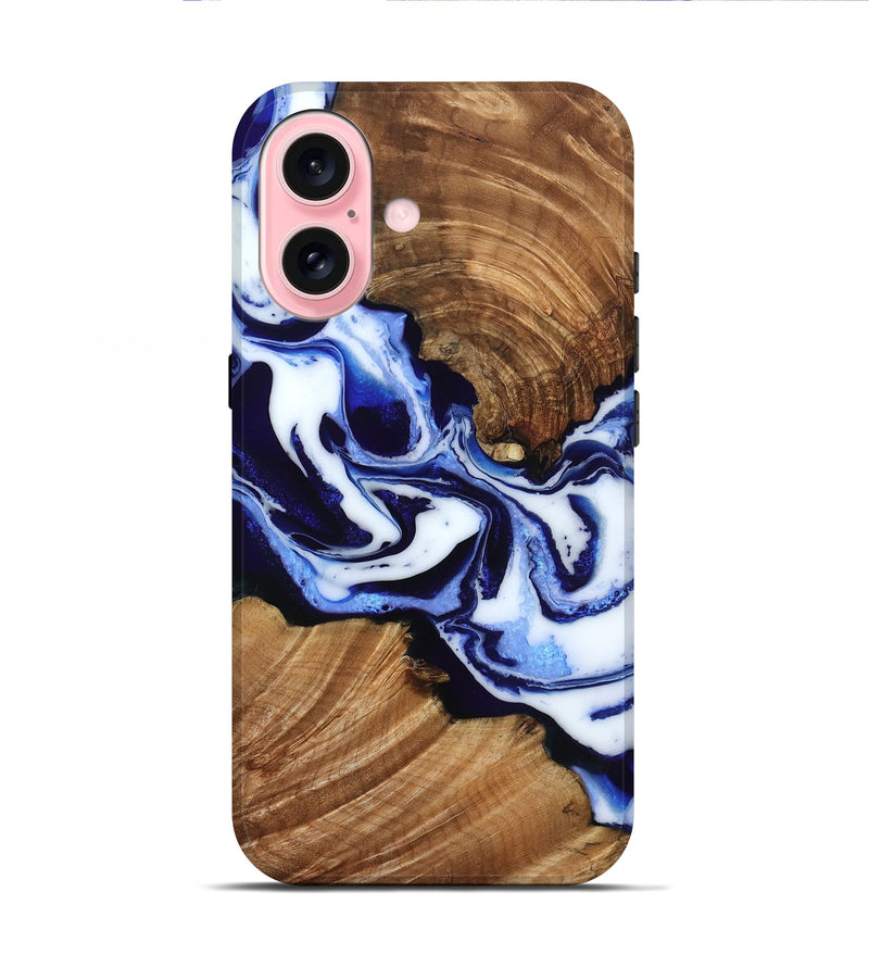 iPhone 16 Wood Live Edge Phone Case - Lonie (Blue, 796862)