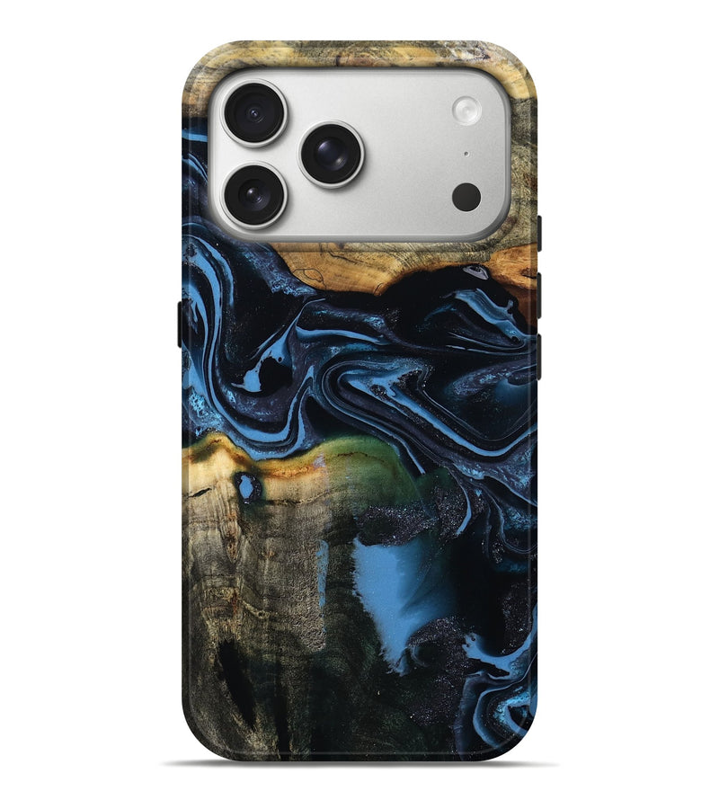 iPhone 17 Pro Max Wood Live Edge Phone Case - Lorelai (Blue, 796868)