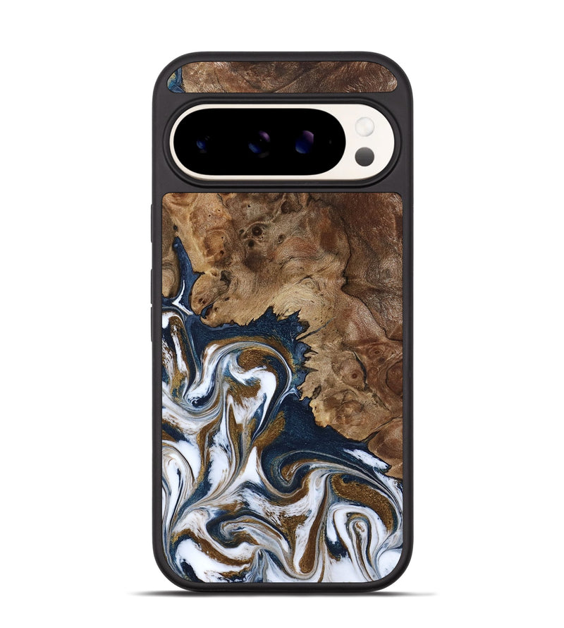 Pixel 9 Pro Wood Phone Case - Felisha (Teal & Gold, 796951)