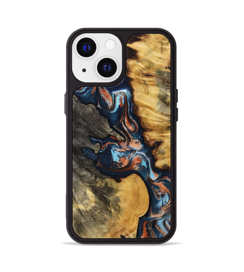 iPhone 13 Wood Phone Case - Marlyn (Teal & Gold, 796959)