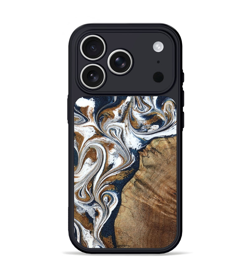 iPhone 17 Pro Wood Phone Case - Stacey (Teal & Gold, 796962)
