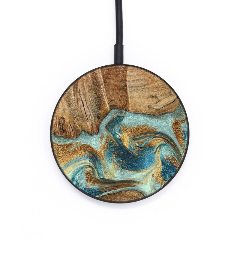 Circle Wood Wireless Charger - Ollie (Teal & Gold, 796966)