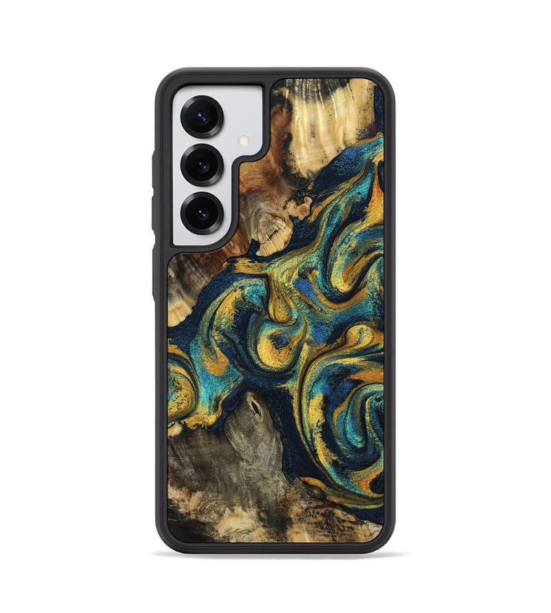 Galaxy S25 Wood Phone Case - Blanca (Teal & Gold, 796970)