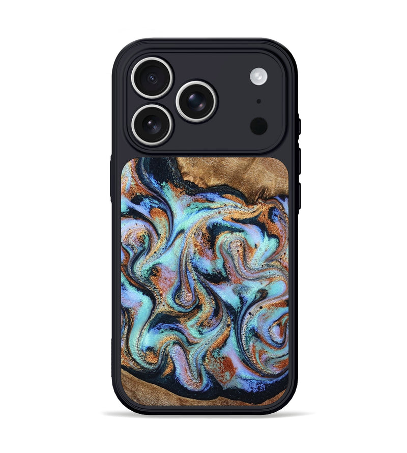 iPhone 17 Pro Wood Phone Case - Daja (Teal & Gold, 797021)