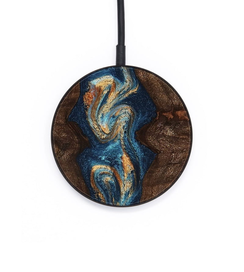 Circle Wood Wireless Charger - Delano (Teal & Gold, 797024)