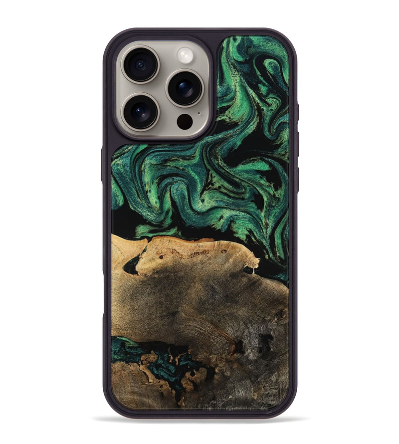 iPhone 16 Pro Max Wood Phone Case - Dovie (Green, 797067)