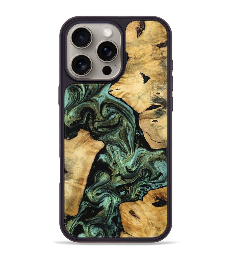 iPhone 16 Pro Max Wood Phone Case - Grey (Green, 797070)