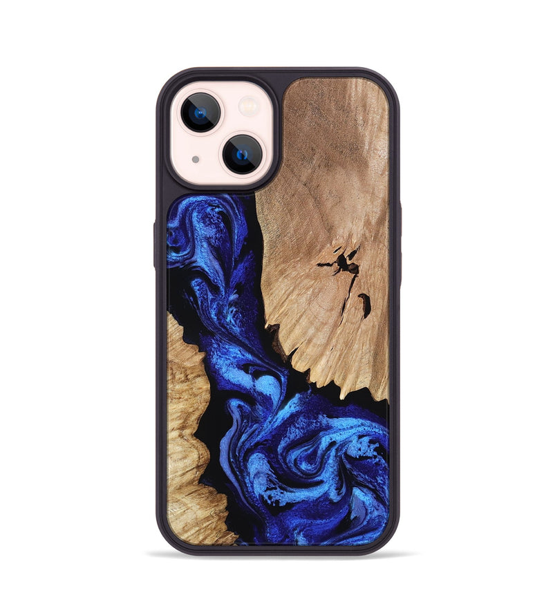 iPhone 14 Wood Phone Case - Vernell (Blue, 797086)
