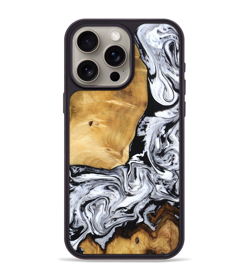 iPhone 15 Pro Max Wood Phone Case - Aylani (Black & White, 797138)