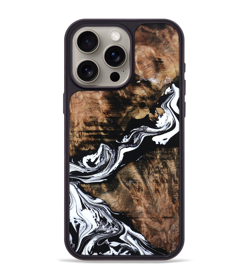 iPhone 15 Pro Max Wood Phone Case - Matthew (Black & White, 797160)