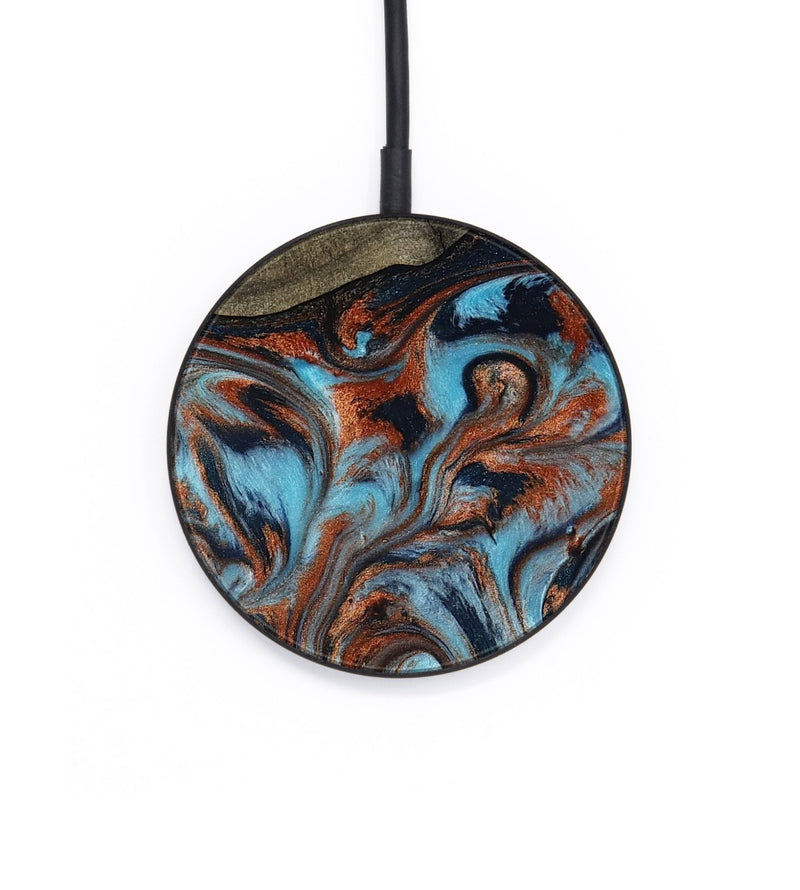 Circle Wood Wireless Charger - Kamden (Teal & Gold, 797324)