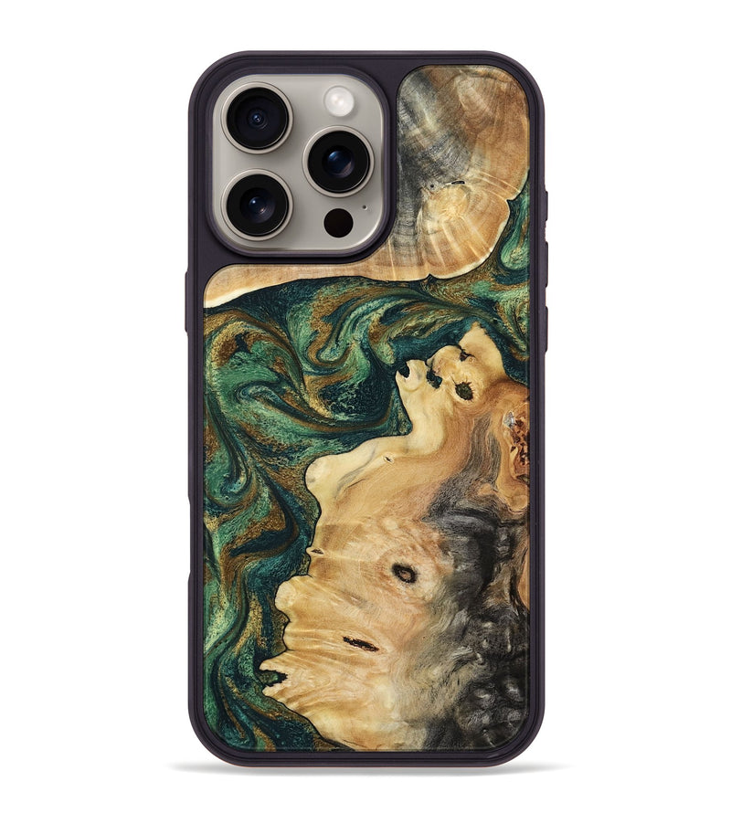 iPhone 16 Pro Max Wood Phone Case - Steve (Green, 797355)