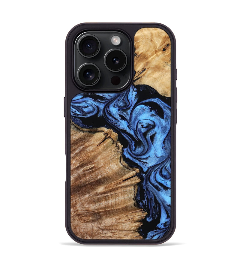 iPhone 16 Pro Wood Phone Case - Trisha (Blue, 797376)