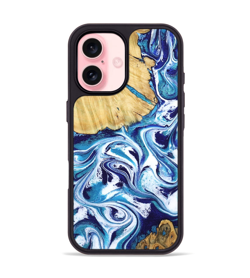 iPhone 16 Wood Phone Case - Mat (Blue, 797380)