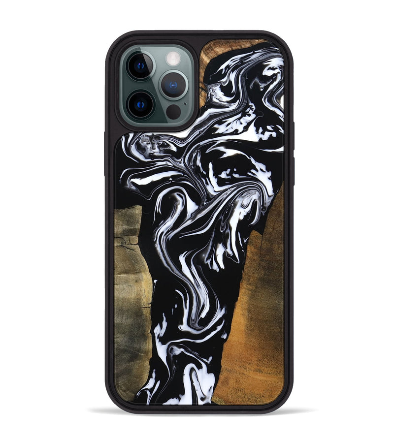 iPhone 12 Pro Max Wood Phone Case - Marques (Black & White, 797404)
