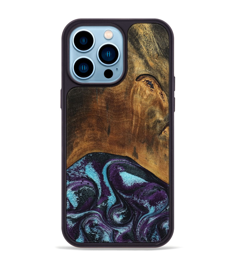 iPhone 14 Pro Max Wood Phone Case - Maxim (Purple, 797418)