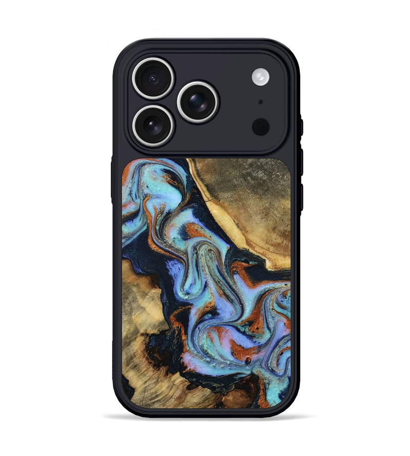 iPhone 17 Pro Wood Phone Case - Latosha (Teal & Gold, 797448)
