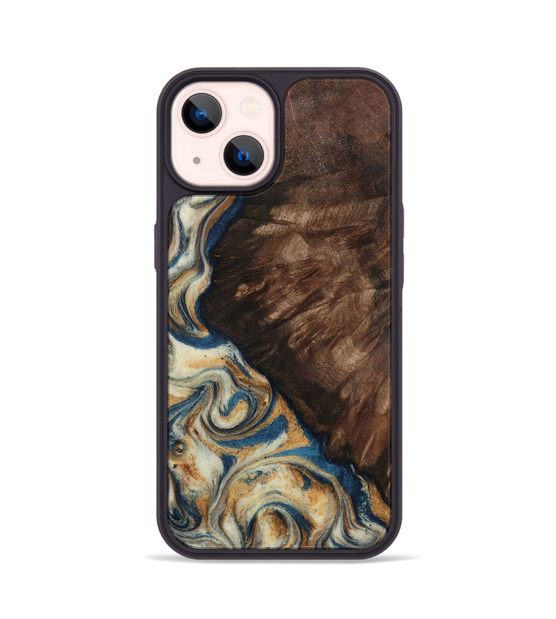 iPhone 14 Wood Phone Case - Shante (Teal & Gold, 797454)