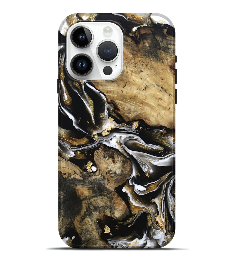 iPhone 15 Pro Max Wood Live Edge Phone Case - Meaghan (Black & White, 797467)