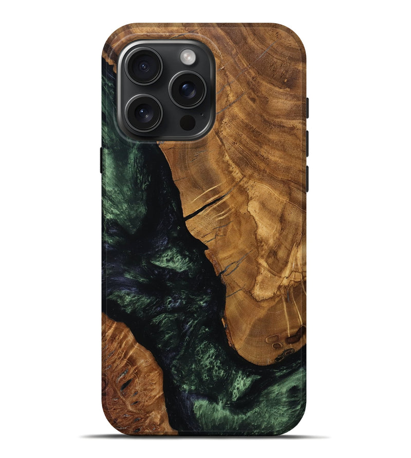 iPhone 16 Pro Max Wood Live Edge Phone Case - Oswaldo (Ancient Olive, 797672)