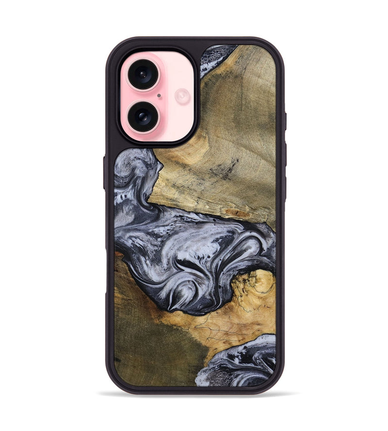 iPhone 16 Wood Phone Case - Ahmad (Black & White, 797774)