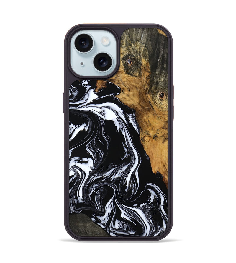 iPhone 15 Wood Phone Case - Dani (Black & White, 797777)
