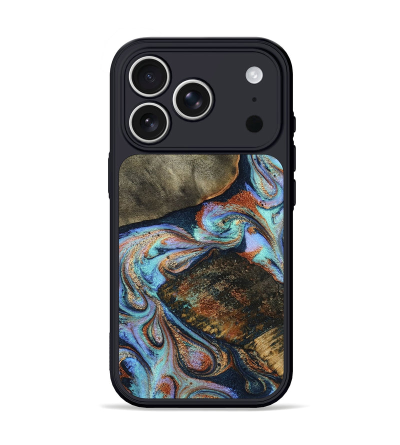 iPhone 17 Pro Wood Phone Case - Maxie (Teal & Gold, 797785)