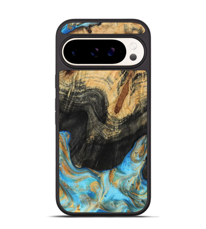 Pixel 9 Pro Wood Phone Case - Vernell (Teal & Gold, 797787)