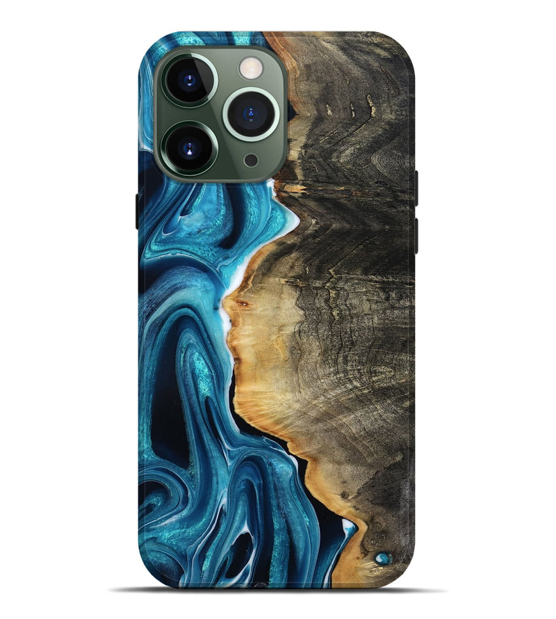 iPhone 13 Pro Max Wood Live Edge Phone Case - Alonza (Blue, 797837)