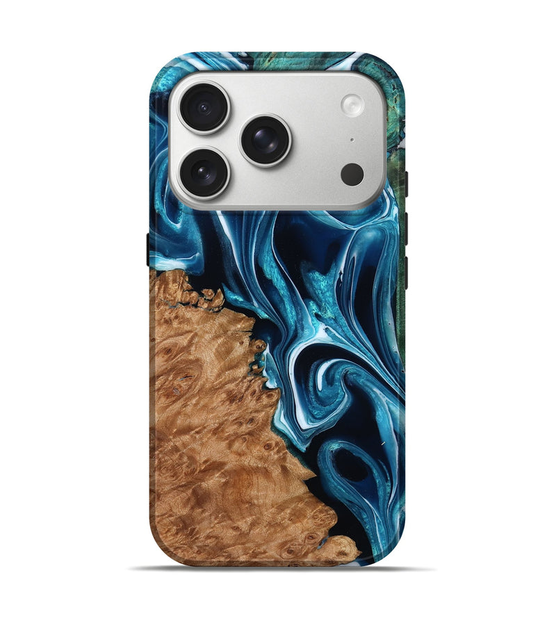 iPhone 17 Pro Wood Live Edge Phone Case - Debbra (Blue, 797843)