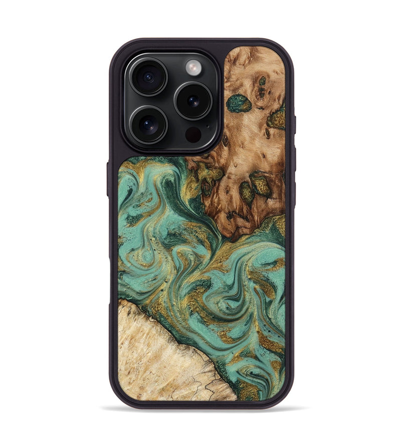 iPhone 16 Pro Wood Phone Case - Latisha (Green, 798082)
