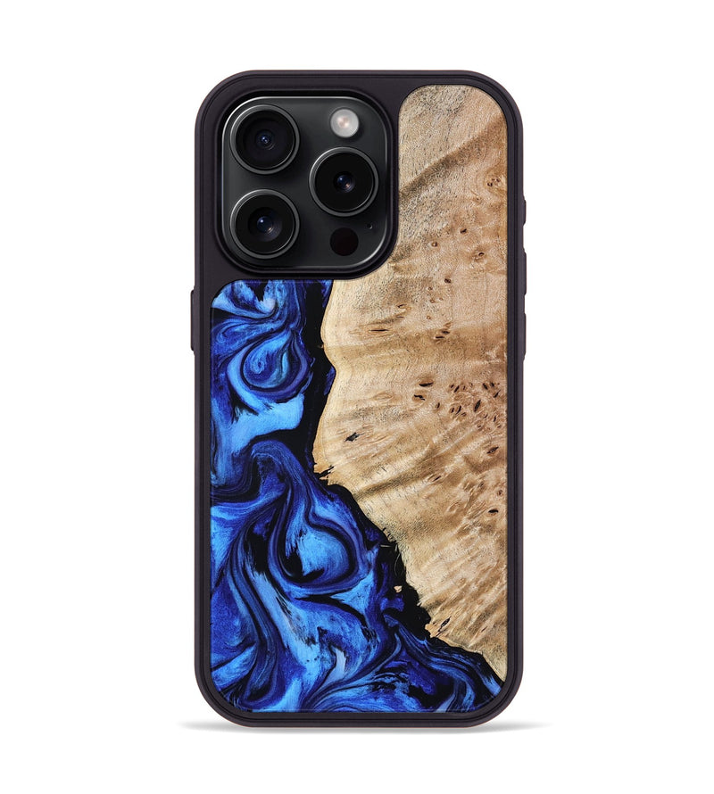 iPhone 15 Pro Wood Phone Case - Shirlee (Blue, 798117)