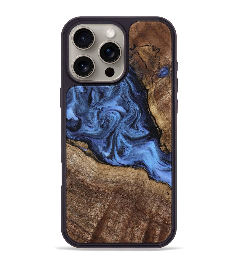 iPhone 16 Pro Max Wood Phone Case - Milana (Blue, 798139)