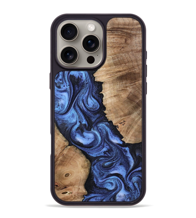 iPhone 16 Pro Max Wood Phone Case - Fredric (Blue, 798179)