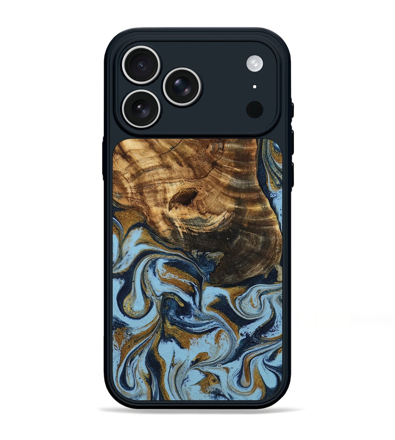 iPhone 17 Pro Max Wood Phone Case - Alesha (Teal & Gold, 798189)