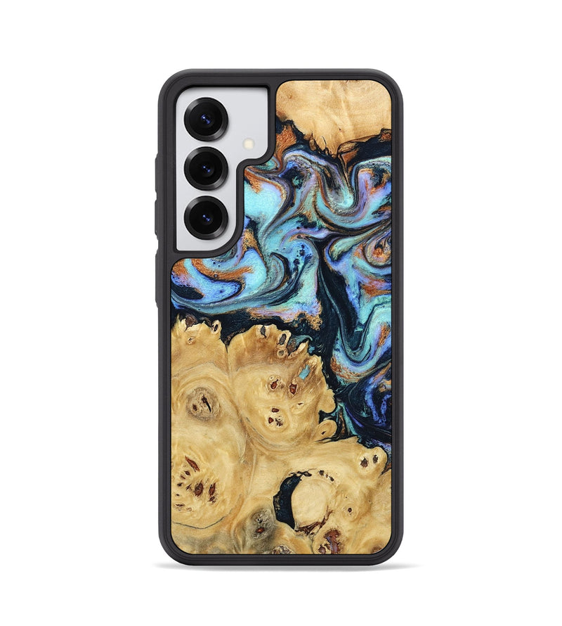 Galaxy S25 Wood Phone Case - Damien (Teal & Gold, 798196)