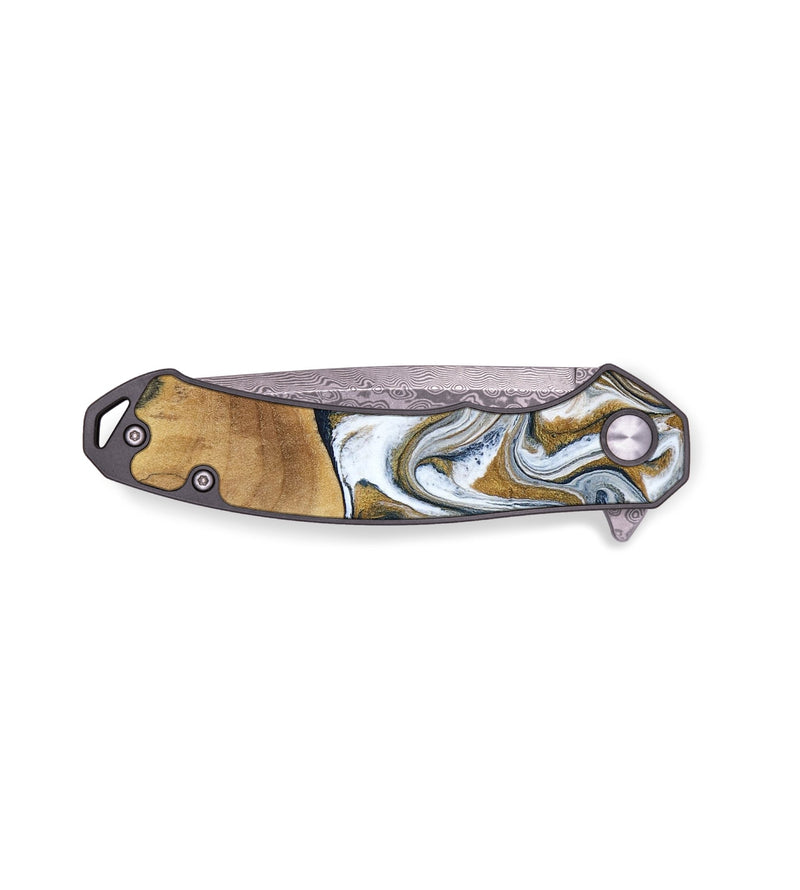 EDC Wood Pocket Knife - Pamela (Teal & Gold, 798206)