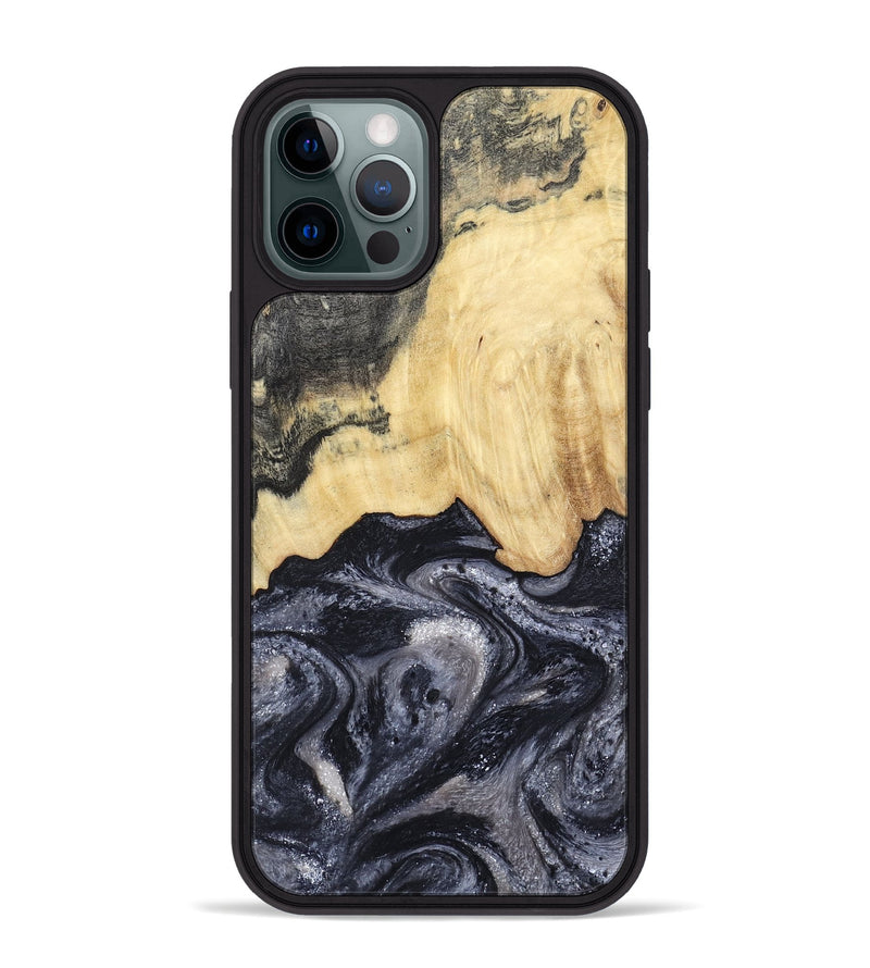 iPhone 12 Pro Max Wood Phone Case - Sloane (Black & White, 798282)