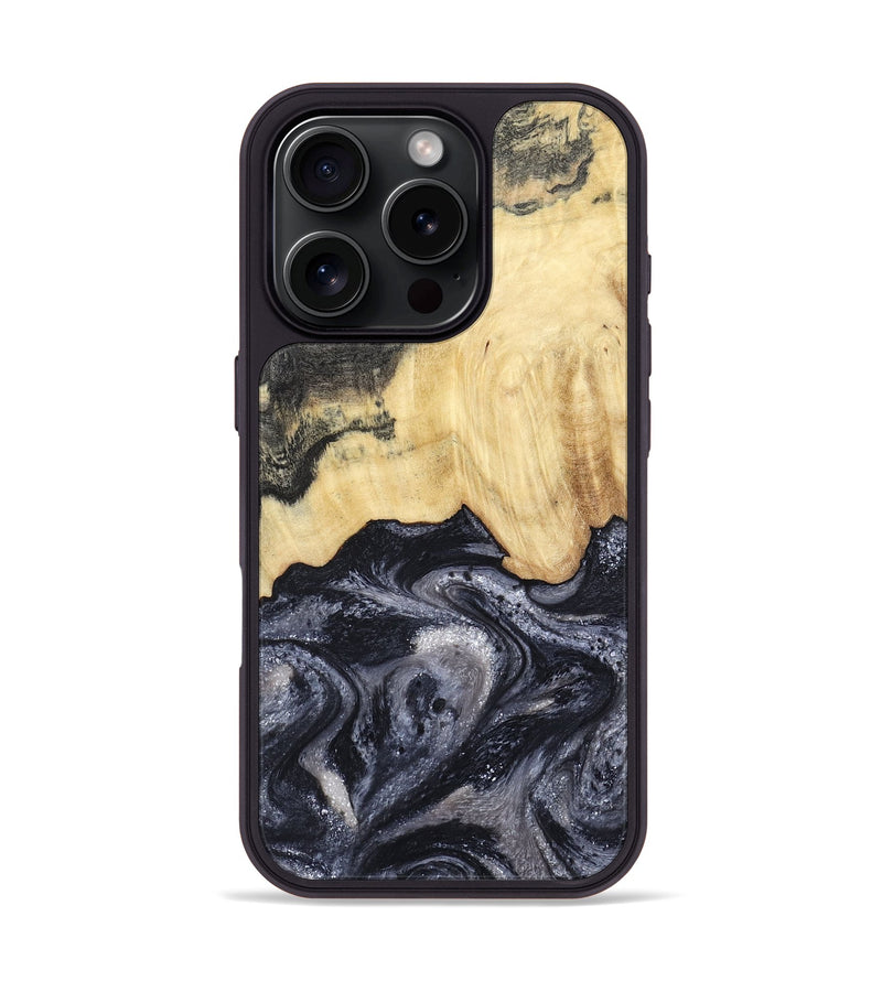 iPhone 16 Pro Wood Phone Case - Sloane (Black & White, 798282)