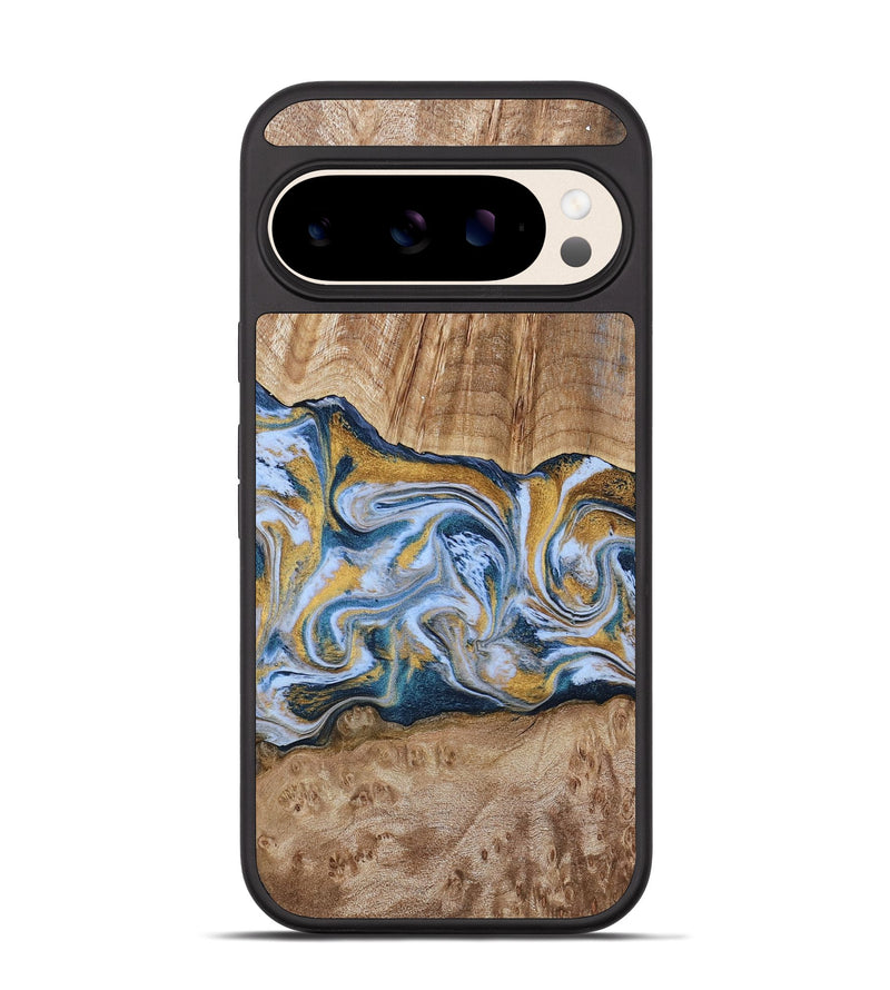 Pixel 10 Pro Wood Phone Case - Isamar (Teal & Gold, 798337)