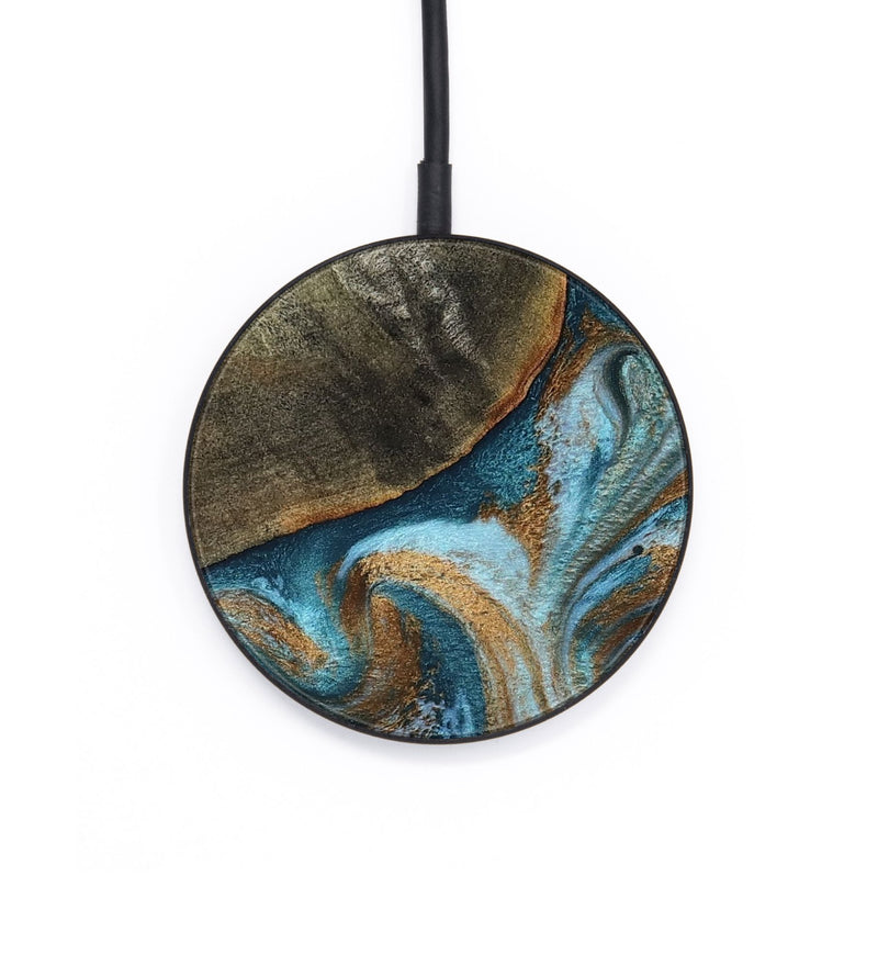 Circle Wood Wireless Charger - Edgar (Teal & Gold, 798342)