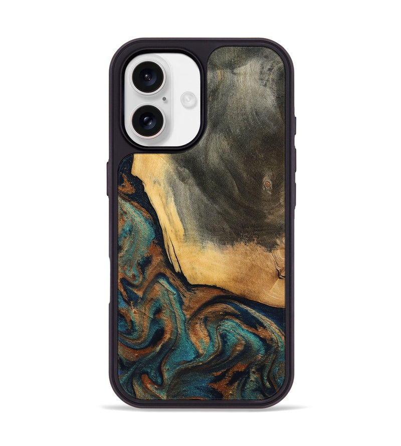 iPhone 17 Wood Phone Case - Bobbye (Teal & Gold, 798345)