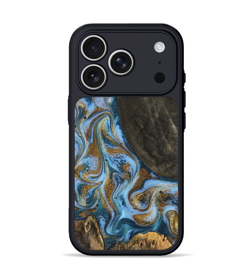 iPhone 17 Pro Wood Phone Case - Israel (Teal & Gold, 798347)