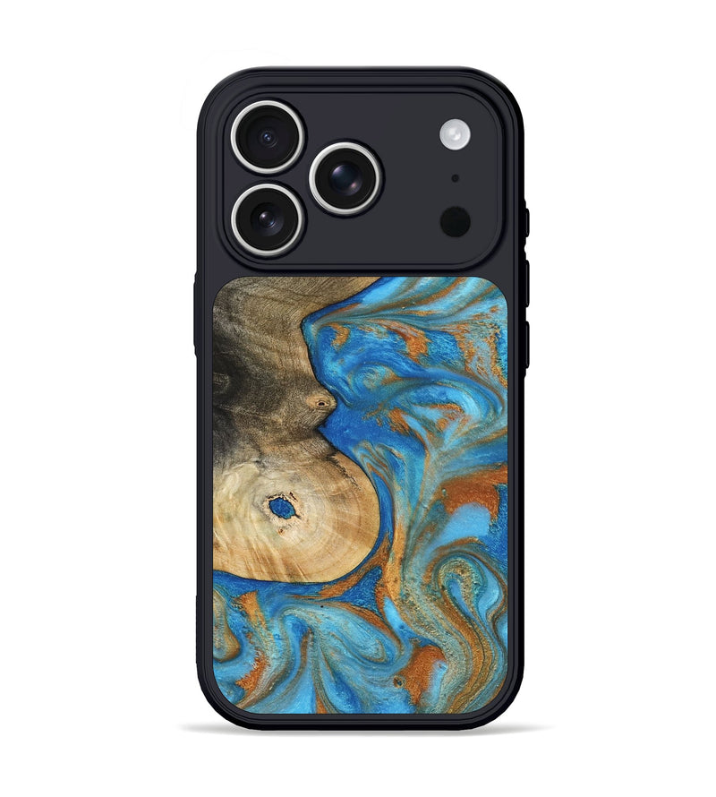 iPhone 17 Pro Wood Phone Case - Rollin (Teal & Gold, 798352)