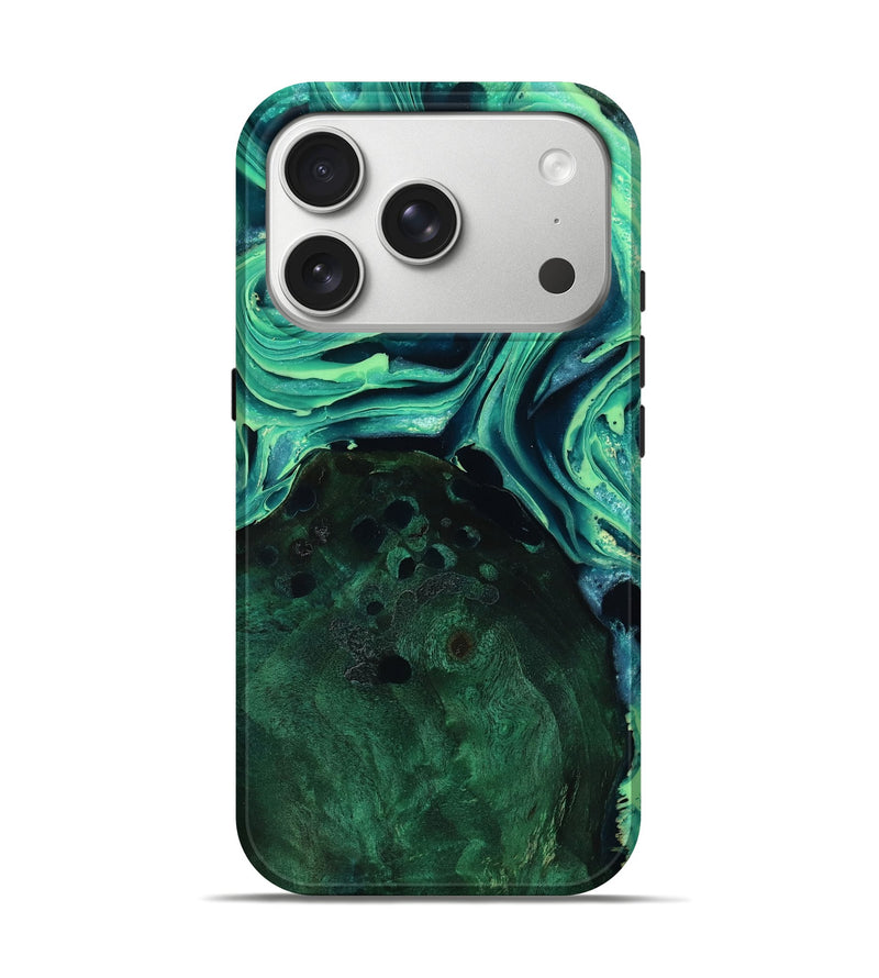 iPhone 17 Pro Wood Live Edge Phone Case - Seven (Green, 798358)