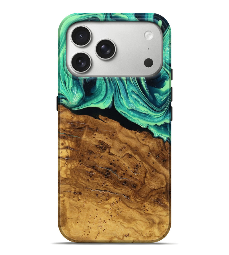 iPhone 17 Pro Max Wood Live Edge Phone Case - Evette (Green, 798368)