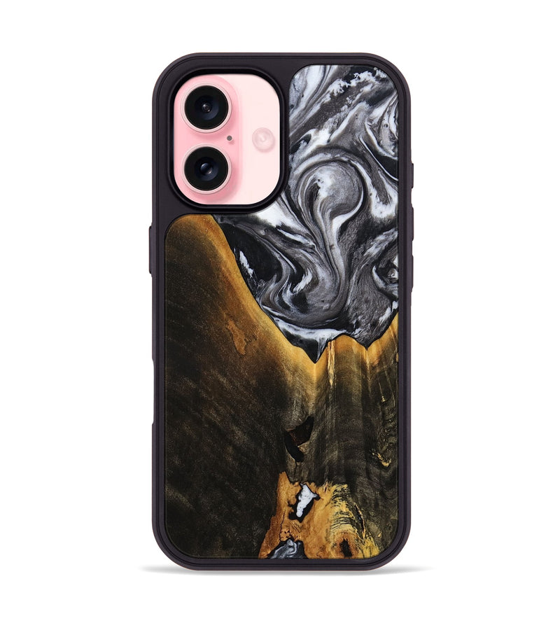 iPhone 16 Wood Phone Case - Henley (Black & White, 798380)