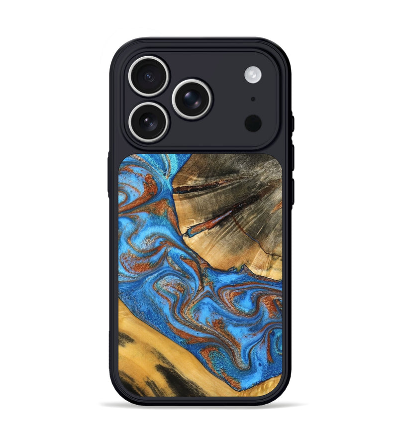 iPhone 17 Pro Wood Phone Case - Niki (Teal & Gold, 798642)