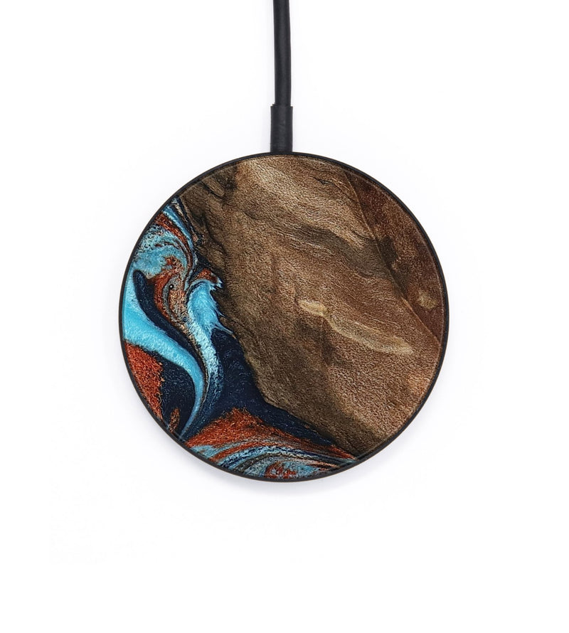 Circle Wood Wireless Charger - Emmitt (Teal & Gold, 798643)