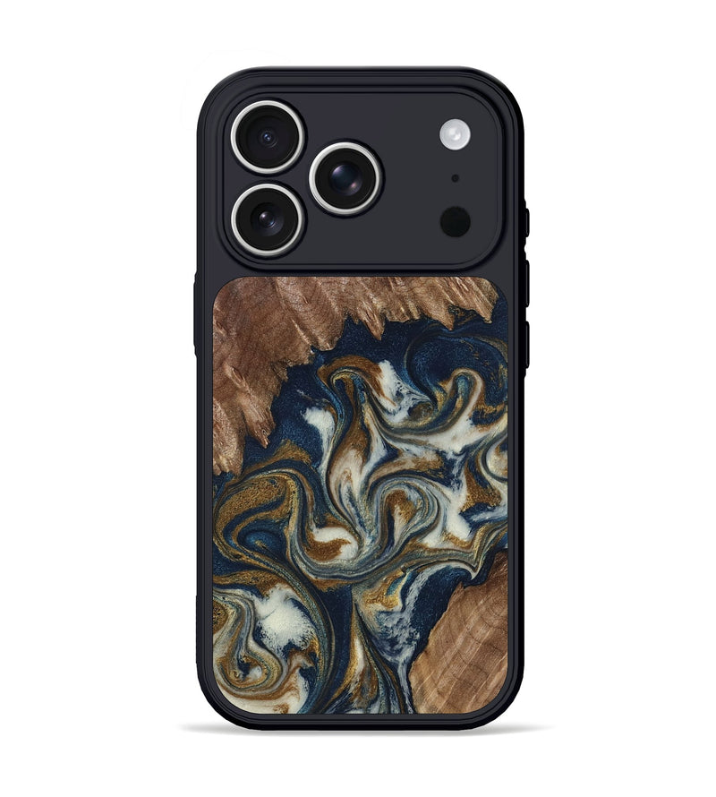 iPhone 17 Pro Wood Phone Case - Marisa (Teal & Gold, 798645)